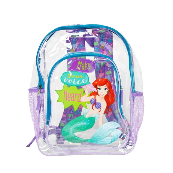 The Little Mermaid Transparent Backpack 16" Disney Ariel Make Your Voice Heard