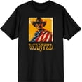 thumbnail image 3 of "Wanted" Cowboy With American Flag Adult Black Crew Neck Short Sleeve Tee-Medium, 3 of 4