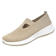 thumbnail image 2 of Mesh Mary Jane Flats for Women, Mary Jane Sneakers for Women, Women Classic Plus Size Round Toe Slip On Casual Loafers Lightweight Comfort Walking Footwear Non Slip Daily Flats, Khaki 7, 2 of 6
