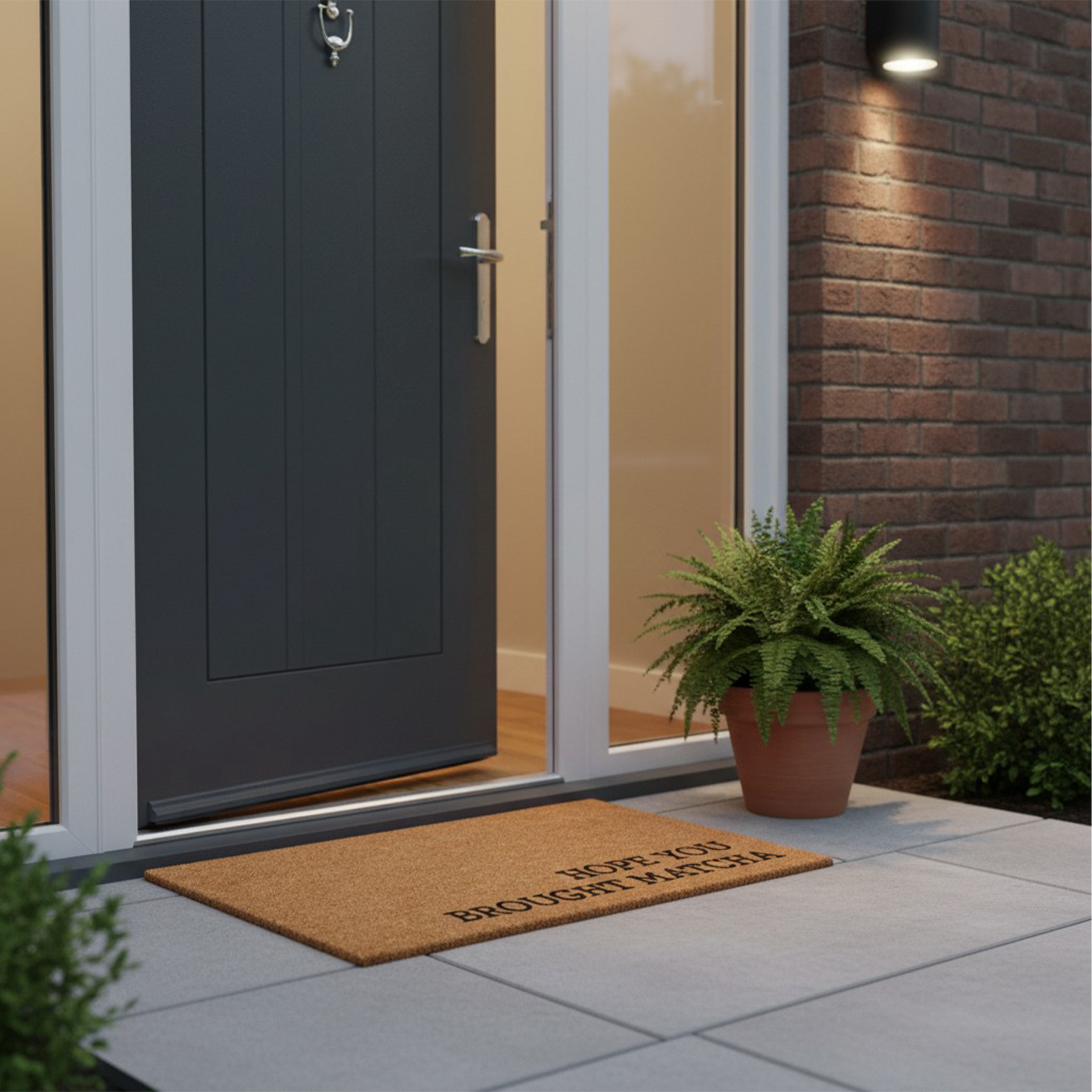 Hope you brought matcha Non Slip Vinyl Backing, Front Door Mat, Entryway Door Mat, 24"x36"