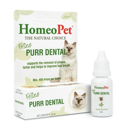 HomeoPet Feline Purr Dental Plaque Reducer Supplement for Cats, 15-Milliliter Bottle