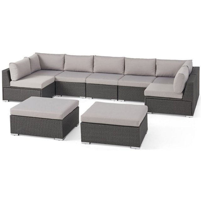 Santa Rosa 7 Seater Sectional Sofa Set with Cushions Grey with Silver Cushions
