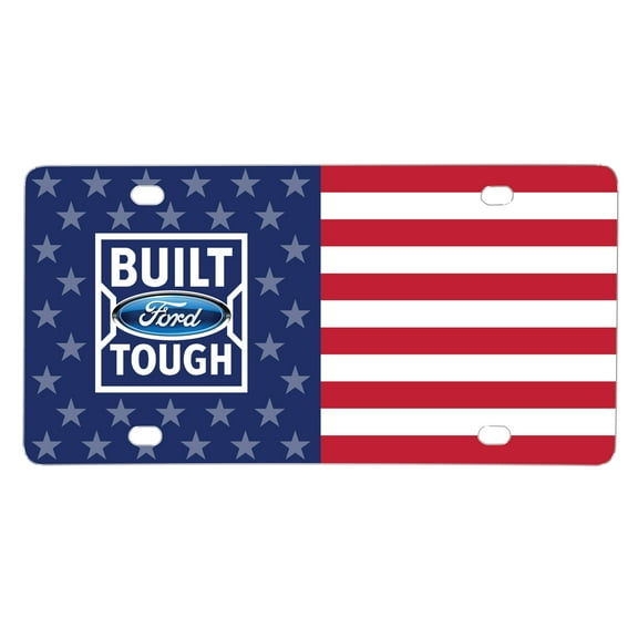 Ford Built Ford Tough Logo USA Flag Graphic Special Aluminum Metal License Plate
