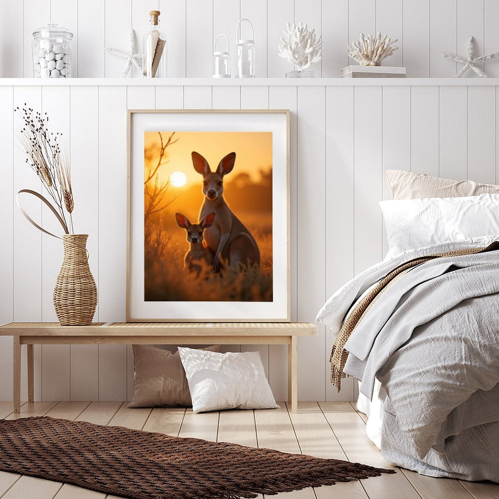 Diamond Art Kit for Adults, Kangaroo Duo Sunrise Scene Diamond Painting for Adults Beginners, 5D DIY Diamond Art Painting Kits, Colorful Diamond Painting Craft for Home Decor 12x16