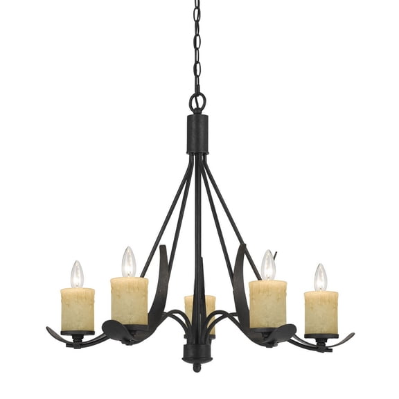 Cal Lighting 25.5" Tall Metal Chandelier in Black Smith Finish-Color:Black Smith,Finish:Black Smith,Wattage:60WX5