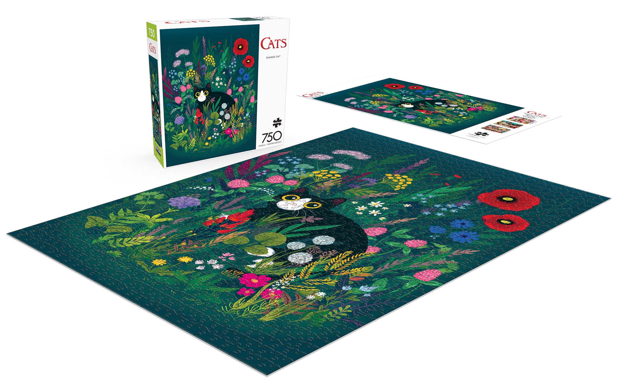 Buffalo Games Puzzle „Summer Cat“ – 750 Teile, Fertig 61 X 45,7 Cm, Mit Bonus-Poster & Recyceltem Karton