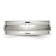 thumbnail image 3 of Auriga Stainless Steel Polished with Brushed Center CZ 7 mm Grooved Band for Women Size 9, 3 of 5