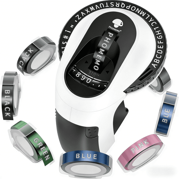 Phomemo Manual Embossing Label Maker, Vintage Embosser Machine with 6 Rolls 9mm Waterproof Tapes, Old School 3D Label Maker for Home Office Organization, DIY Crafts, Arts & Unique Scrapbook Supplies