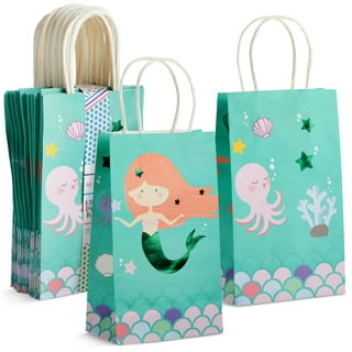 Blue Panda Small Teal Party Favor Gift Bags with Handles, Tissue Paper (5.5 x 7.9 in, 20 Pack)