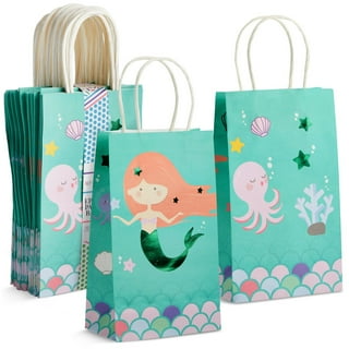 Blue Panda Small Teal Party Favor Gift Bags with Handles, Tissue Paper (5.5 x 7.9 in, 20 Pack)