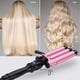 thumbnail image 2 of Rizador triple de cerámica, última versión de 3 varitas de barril con temperatura ajustable, calentador de cabello portátil (1 pieza rosa) JAMW Sencillez, 2 of 5