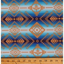 Cotton Spirit Trail Southwestern Stripes Diamonds Tribal Aztec Blue Cotton Fabric Print by the Yard (647BLUE)