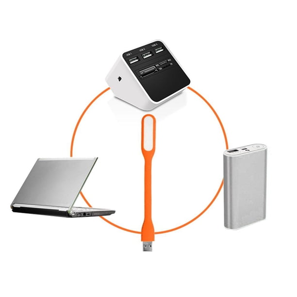 Lámpara LED USB Mini computadora portátil portátil Escritorio de lectura Iluminación nocturna (naranja)