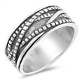 thumbnail image 1 of Oxidized Criss Cross Bali Rope Boho Ring .925 Sterling Silver Band Jewelry Female Male Size 11, 1 of 4