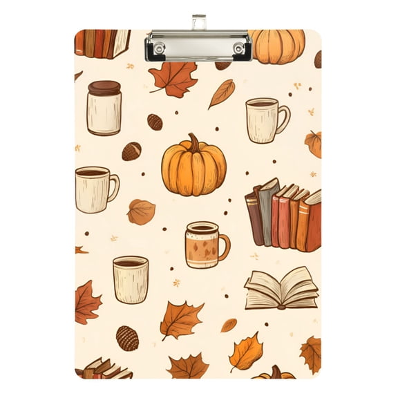 FORMRS Acrylic Clipboard with Low Profile Clip Standard A4 Letter Size, 12.5" x 9", Fall Beige Pumpkin