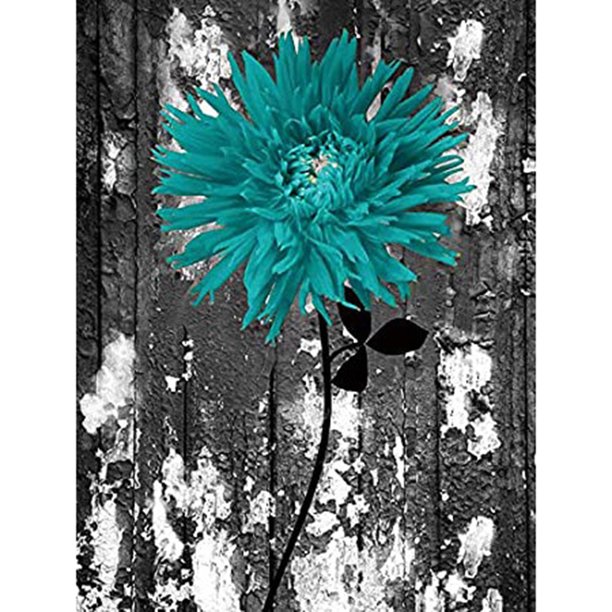 Cuadros Decorativos 5D bricolaje flores azules taladro cuadrado completo diamante pintura arte artesanal (ZQF2554) Likrtyny embutido en tela