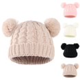 thumbnail image 7 of CPNG Kids Winter Knitted Beanie Hat Cute Girls Hats with Double Faux Fur Pom Pom Warm Fleece Lined Knit Beanies Cap for Cold Weather, 7 of 7