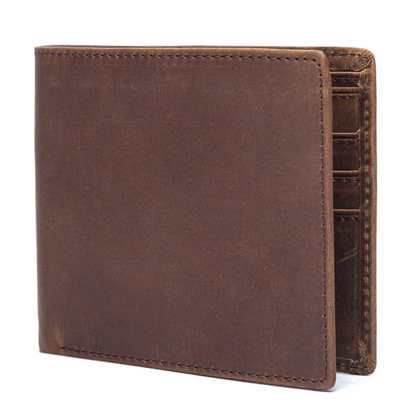 Top Grain Leather Wallet for Men | RFID Blocking | Extra Capacity Bifold Wallet with 2 ID Windows | Ultra Strong Stitching | Slim Billfold with 8 Card Slots | Gift for Him