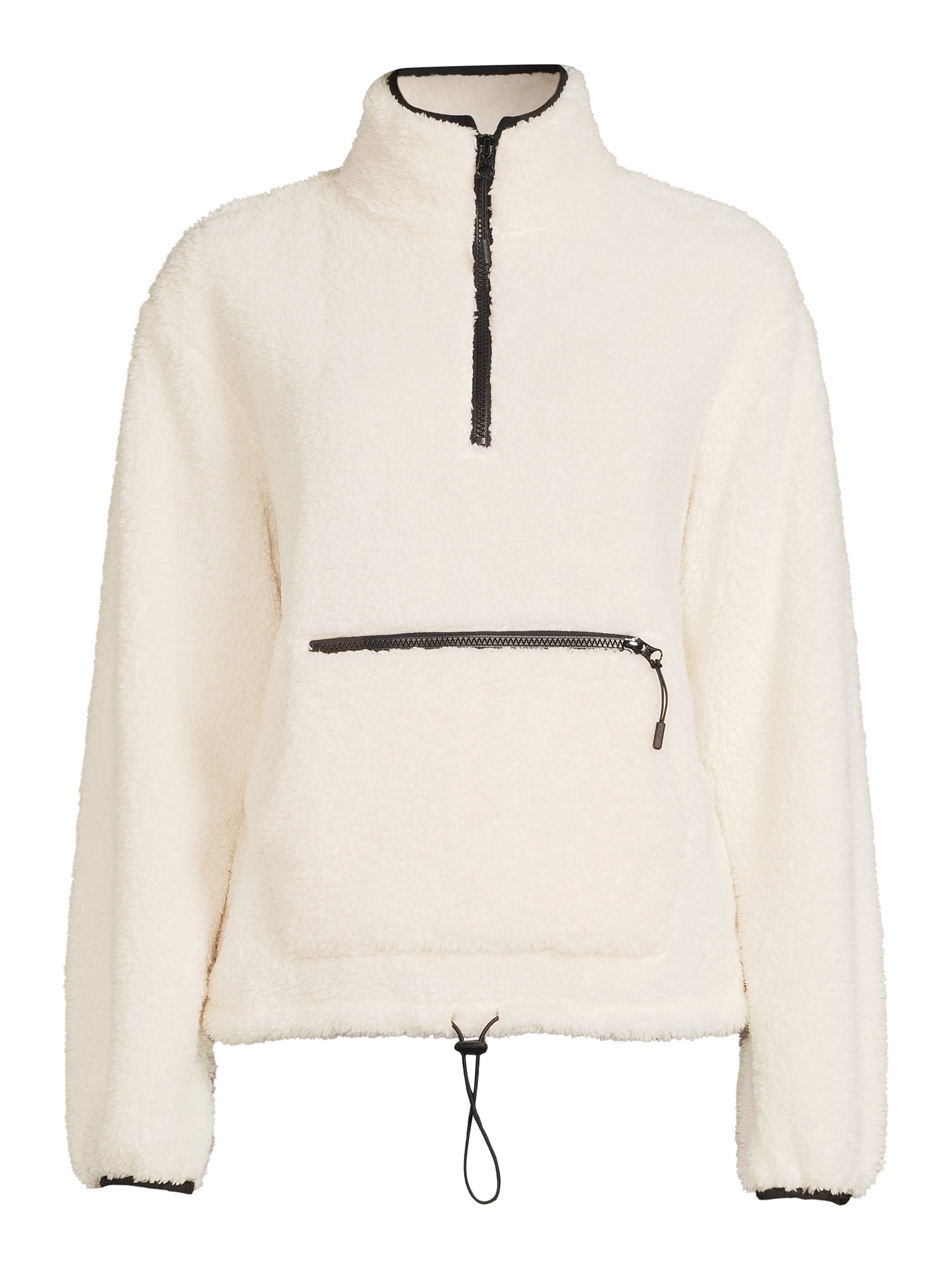 No Boundaries Juniors’ Sherpa Mock Neck Half Zip Pullover