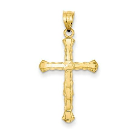 14k Yellow Gold D/C Latin Cross Pendant