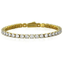 Crucible Jewelry Men's Gold Plated Stainless Steel Cubic Zirconia Tennis Bracelet (5mm) - 8.5"