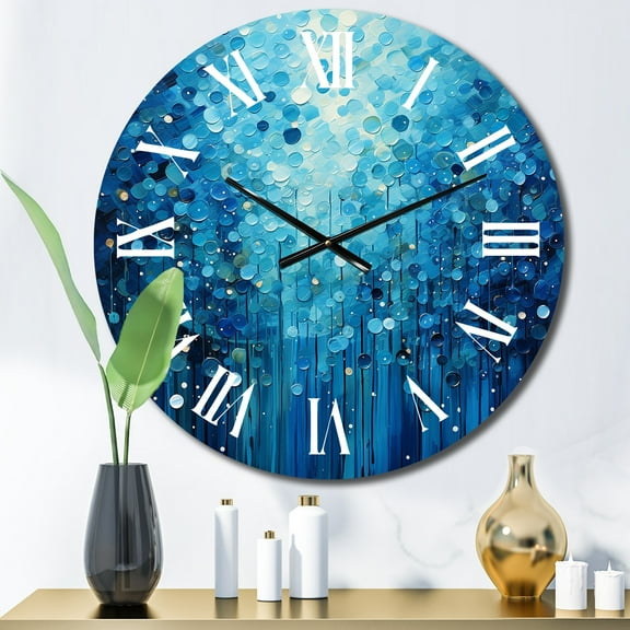 Designart "Azure Euphony III" Abstract Landscape Oversized Wall Clock