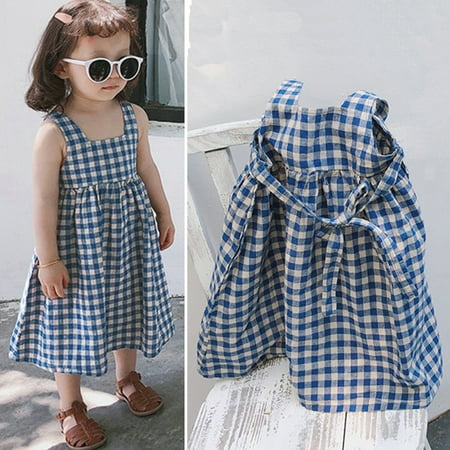

Lovebay Toddler Little Grils Strap Casual Dress Plaid Sundress 3-8 Years