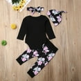 thumbnail image 5 of Douhoow Baby Girl Black Long Sleeve Letter Print Romper Floral Pants 2Pcs Spring Outfits, 5 of 7
