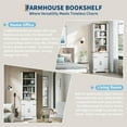 thumbnail image 5 of Historyli 72" Tall Farmhouse Bookcase, Floor Standing Bookshelves with Doors and Drawer Adjustable Shelves for Home Office, White, 5 of 7
