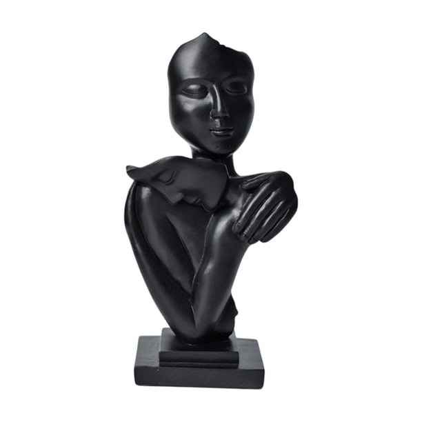 Escultura de cara abstracta, estatua de abrazar, estatua de amante abrazado, figura coleccionable Negro