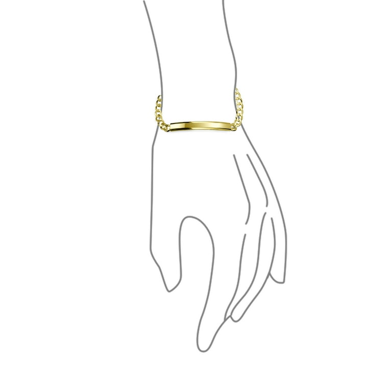 Unisex Cuban Curb Chain Link ID Bracelet 180 Gauge Gold Plated Silver