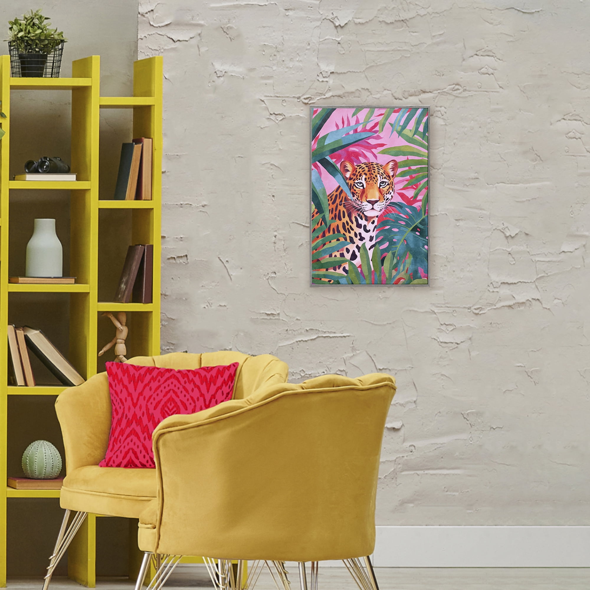 Stupell Industries Wild At Heart Leopard Gray Framed Giclee Art, design by Andrea Haase