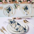 thumbnail image 3 of Navy Blue Beige Floral Cloth Napkins, Vintage Farmhouse Floral Leaves Washable and Reusable Dinner Napkins Set of 6, Table Napkin for Kitchen Party Birthday Wedding Hotel Housewarming 20"x20", 3 of 9