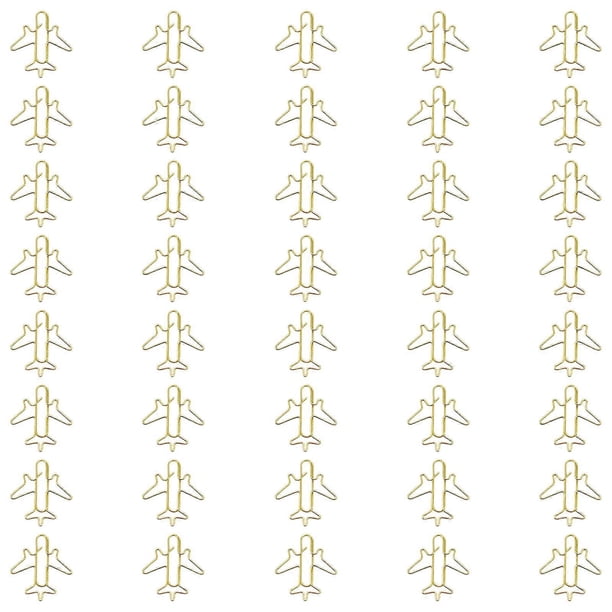 50Pcs Aeroplane Shape Paper Clip 38x30mm Metal Paperclips Bookmarks Page Clips for Document Note Card Photo Organization rose