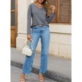 thumbnail image 3 of Womens Long Sleeve T-Shirts Casual V Neck Loose Fit Shirts 2025 Fall Lightweight Basic Tees, 3 of 6