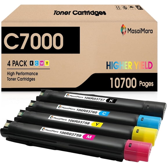 C7000 106R03757 106R03758 106R03759 106R03760 Compatible Toner Cartridges Replacement for Xerox VersaLink C7000 C7000DN C7000N Printer (Black, Cyan, Magenta, Yellow, 4-Pack)