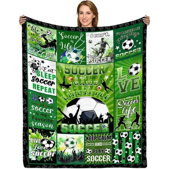Yibo Soccer Blanket Soccer Gifts for Men Boys Soccer Coach Gifts Soccer Blanket for Boys Girls Men Women Birthday Christmas Soccer Gifts Soccer Super Soft Fleece Flannel Throw Blanket