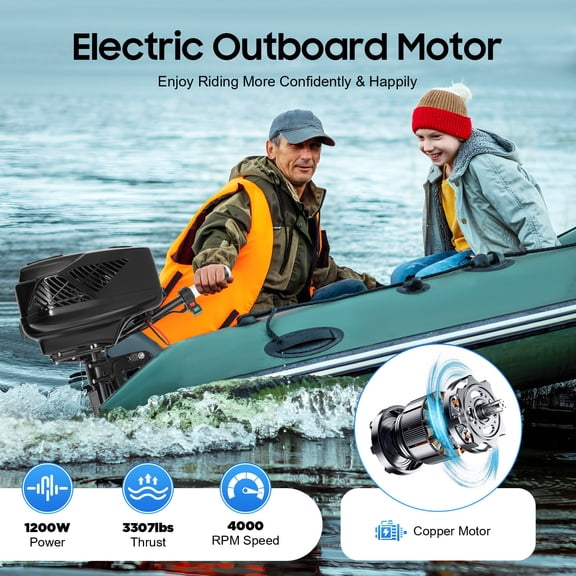 PEAKORA48V HANGKAI Electric Outboard Trolling Motor Boat Short Shaft Engine 1200W