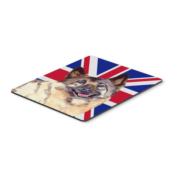 "Norwegian Elkhound with English Union Jack British Flag Mouse Pad Hot Pad or Trivet"