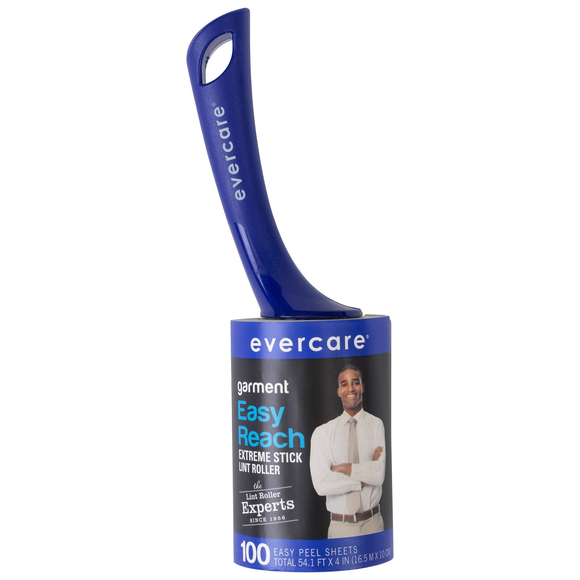 Evercare Garment Easy Reach Lint Roller, 100 Sheets