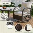 thumbnail image 3 of Rattan Outdoor Furniture, 3 Pieces Patio Furniture Set, Wicker Outdoor Swivel Glider Rocker w/Table, Balcony Porch Outdoor Rocking Bistro Set for 2, Beige Cushions, 3 of 9