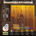 thumbnail image 6 of VANACC Farmhouse Hall Tree with Bench and Shoe Cabinet, LED Entryway Organizer, Rustic Grey, 6 of 9