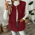 thumbnail image 4 of FAIWAD Womens Long Fleece Vest Sleeveless Fall Winter Warm Textured Outerwear with Pockets Trendy Casual Fuzzy Jacket, 4 of 9