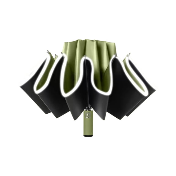 Qholemyo Opposite Direction Folding UV Umbrella Reflective Stripe Windproof Fully Automatic Compact 10 Rib Travel Sun Umbrella Diameter 41 Inch LED Clear Umbrella Umbrellas For Rain