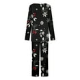 thumbnail image 6 of Hueook Cute Womens Fall Pajamas Women's Pajamas Women Christmas Fashionable and Casual Loose Printed Round Neck Button Up Long Sleeved Pants Pajama Set Multicolor 2X, 6 of 7