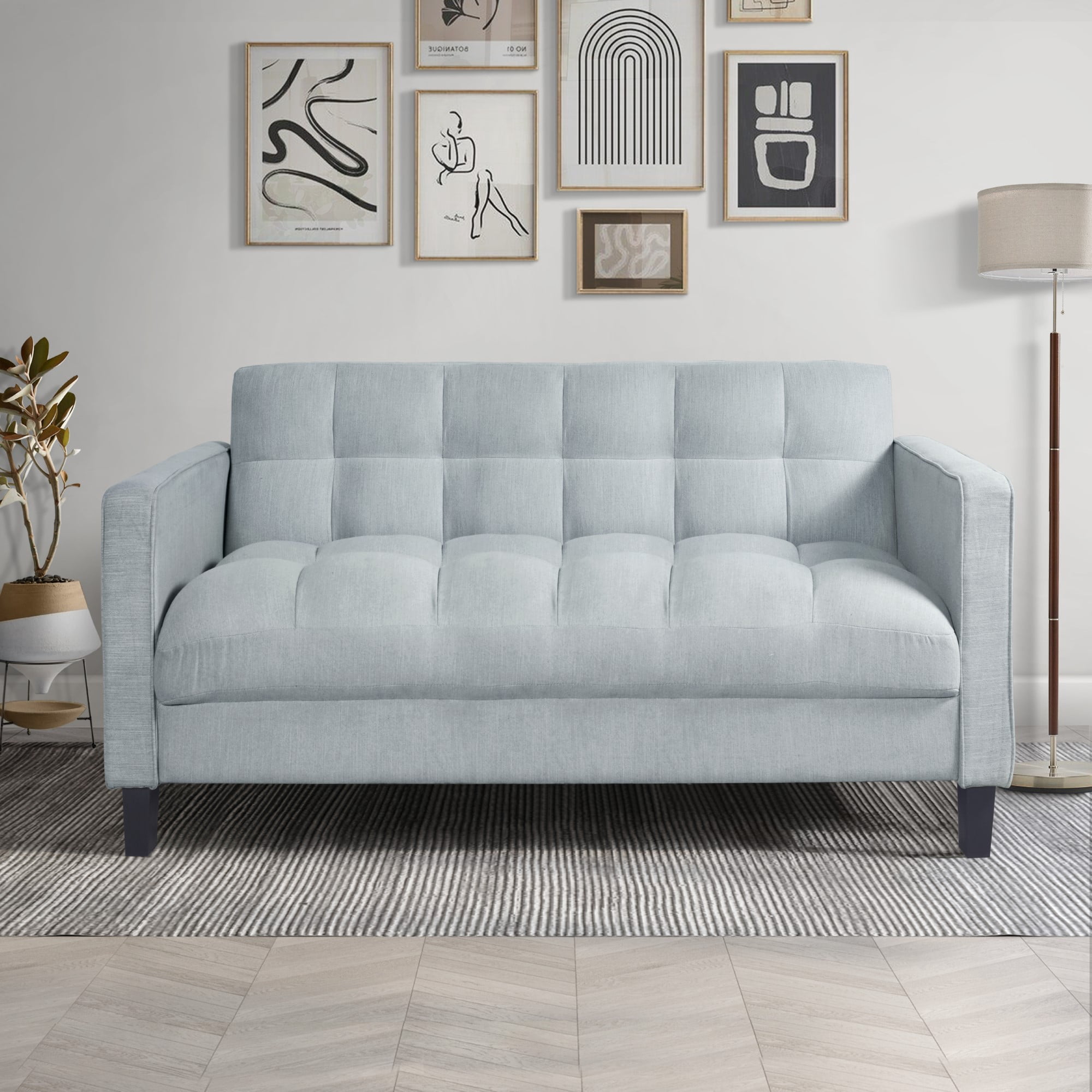Home Design Vernal 2-Piece Upholstered Square Arm Living Room Furniture Set with Loveseat and Sofa, Delift