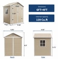 thumbnail image 2 of 6x4 FT Plastic Resin Outdoor Storage Shed with Floor, Weatherproof Garden Shed with Window & Lockable Door for Tools, Bikes & Lawn Mowers-Brown, 2 of 7