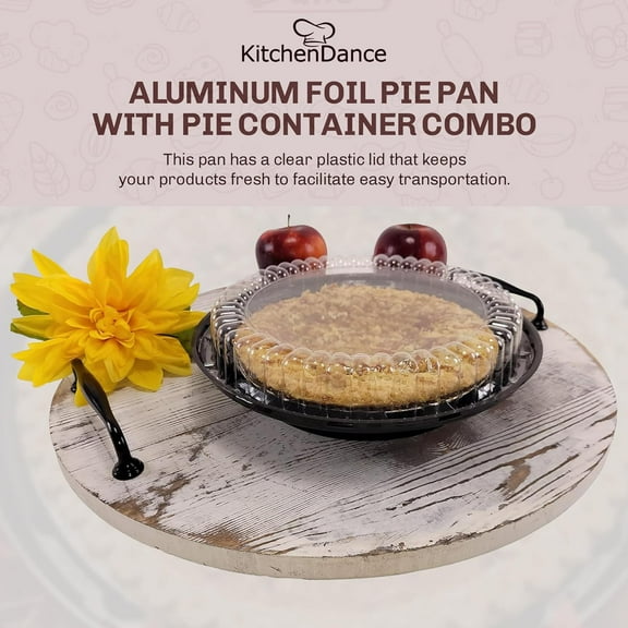 KitchenDance Combo Pack of 9-Inch Pie Pans With Carriers - High Dome Lid and Container - Baking Pan Perfect for Cooking - WJ43, 10 Count