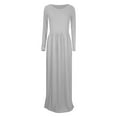 thumbnail image 2 of Dyfzdhu Long Sleeve Dresses for Women Casual Round Neck Solid Color Maxi Dress Slim A-Line Long Underlay Dress Grey, 2 of 4