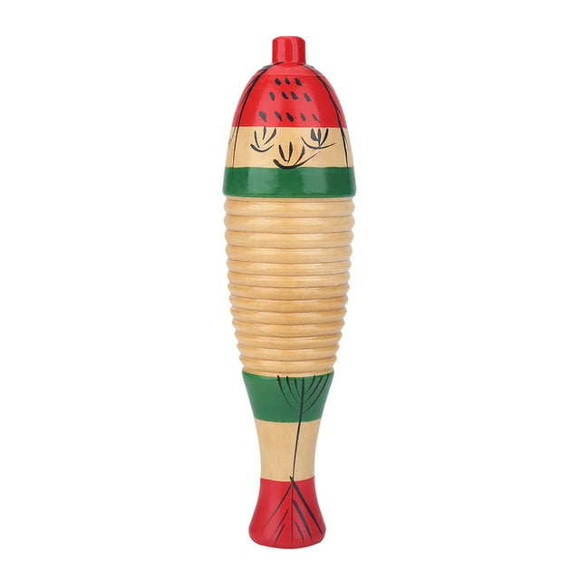Fish Shaped Guiro Colorful Wooden Frog Instrument Musical Percussion Instrument with Stick for Adults Kids